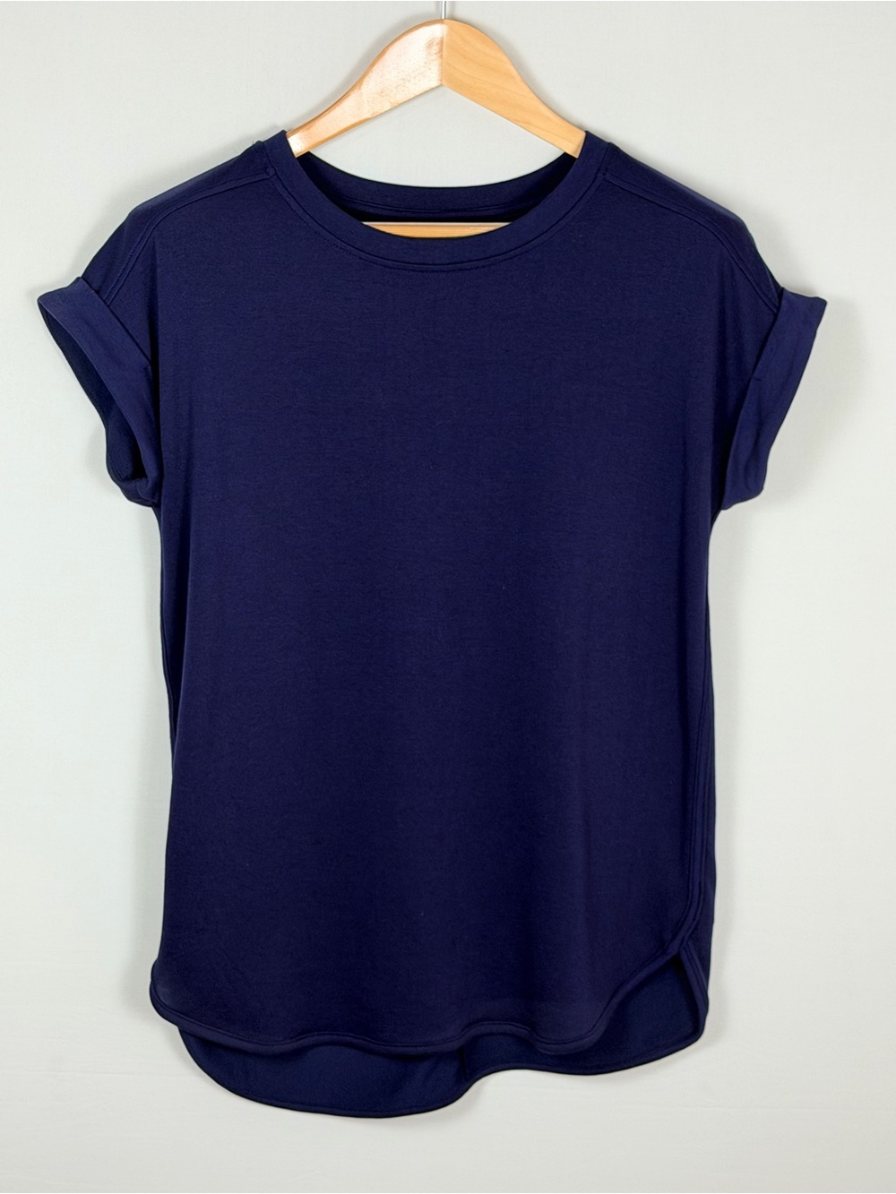 Navy Blue Casual Top Short Sleeve Lightweight Basic Tee Elevated Essential Small